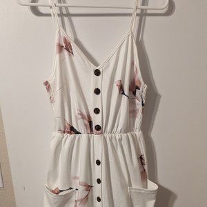 NWOT Amazon Dress White with Pink Flowers Size Medium